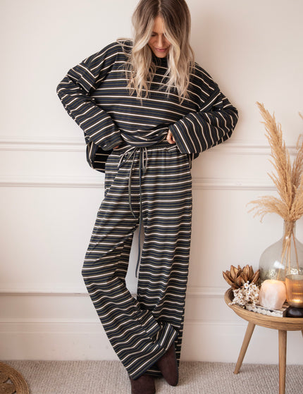 Sally Stripe Kaki/Navy - Broek
