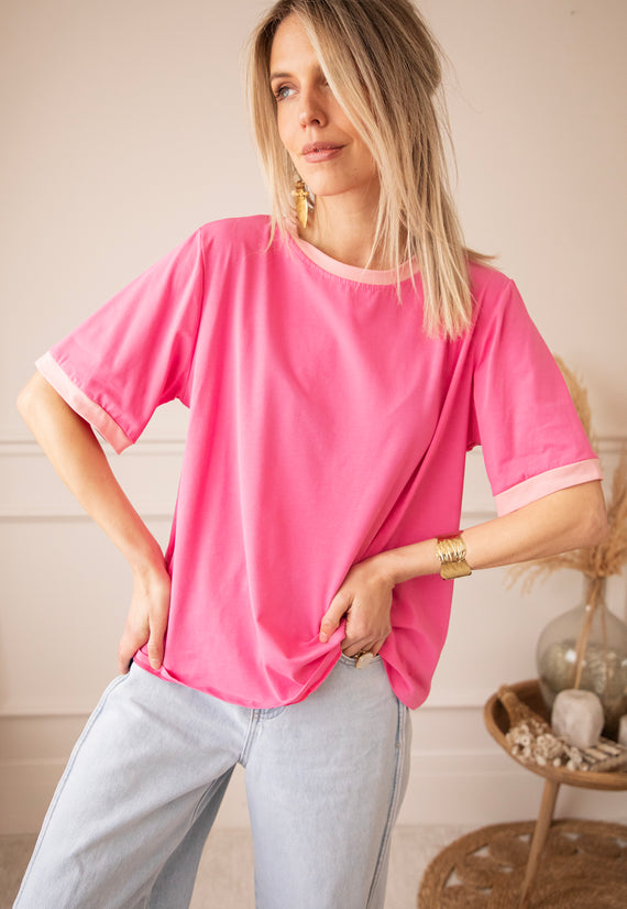 Sadie Contrast Pink/Baby Pink - T-Shirt