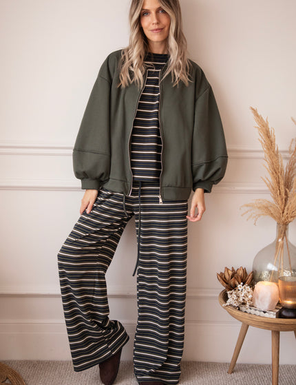 Sally Stripe Kaki/Navy - Broek