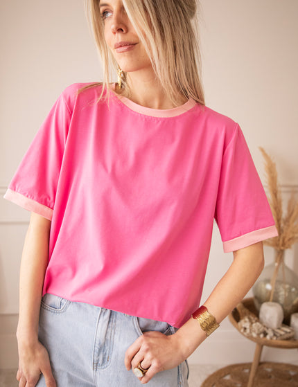 Sadie Contrast Pink/Baby Pink - T-Shirt