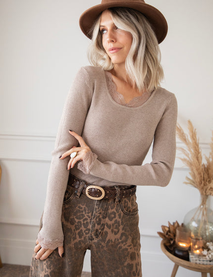Elsie Laced Taupe - Longsleeve