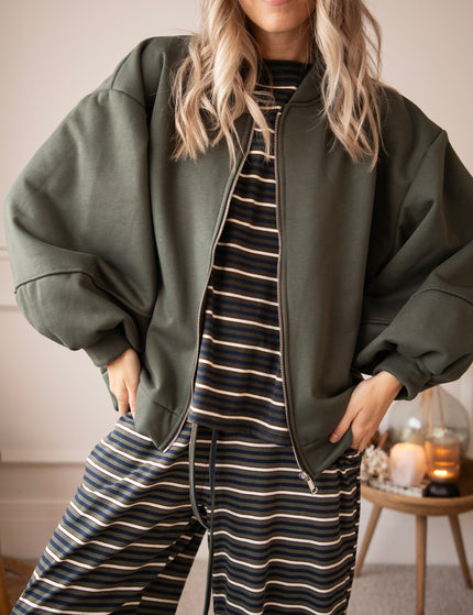 Sally Stripe Kaki/Navy - Broek
