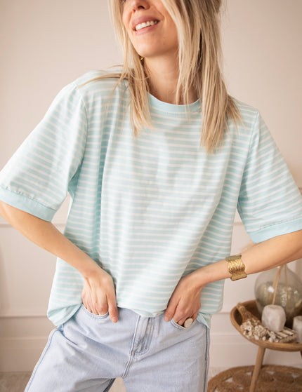 Sadie Stripe Light Blue/Beige - T-Shirt