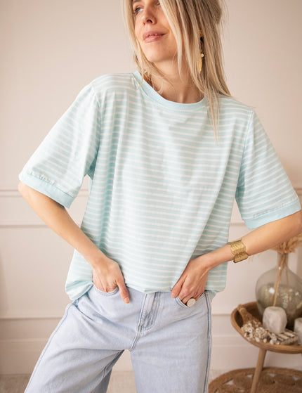 Sadie Stripe Light Blue/Beige - T-Shirt
