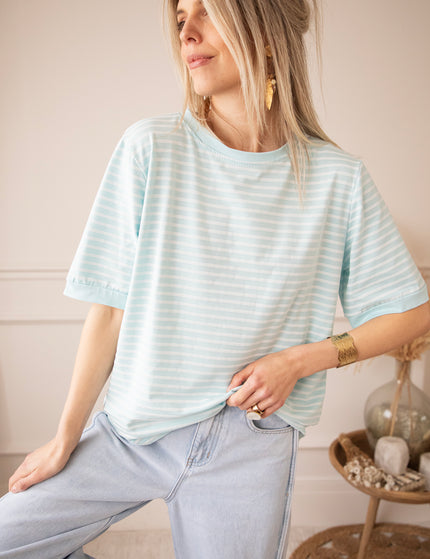 Sadie Stripe Light Blue/Beige - T-Shirt