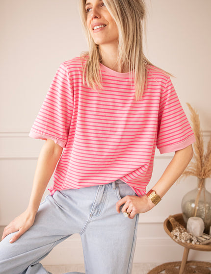 Sadie Stripe Rose/Pink - T-Shirt