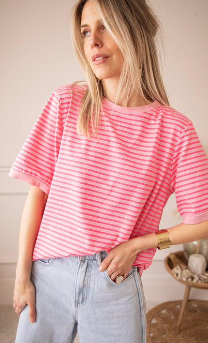 Sadie Stripe Rose/Pink - T-Shirt
