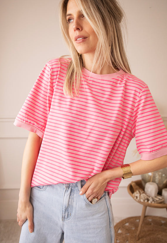 Sadie Stripe Rose/Pink - T-Shirt