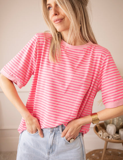 Sadie Stripe Rose/Pink - T-Shirt