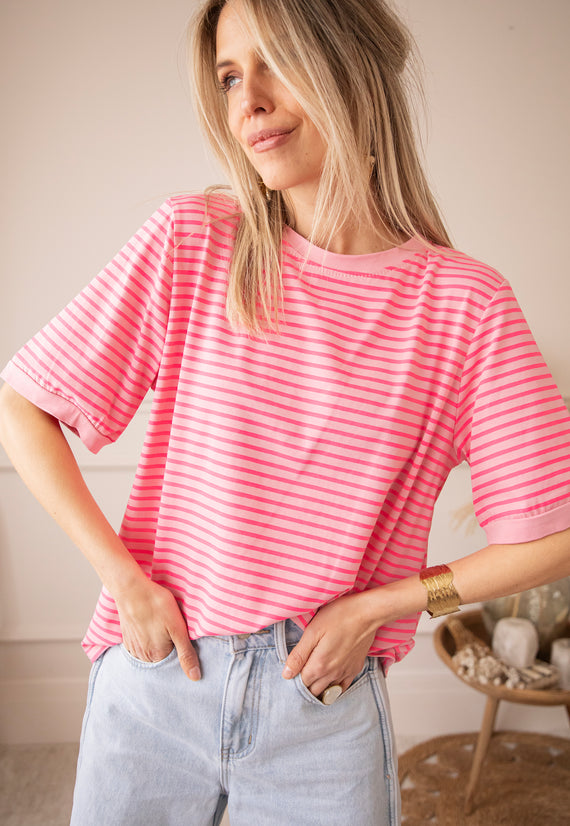 Sadie Stripe Rose/Pink - T-Shirt