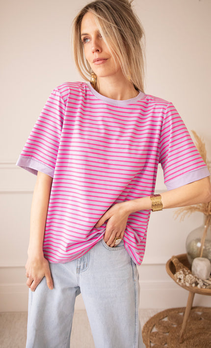 Sadie Stripe Purple/Pink - T-Shirt