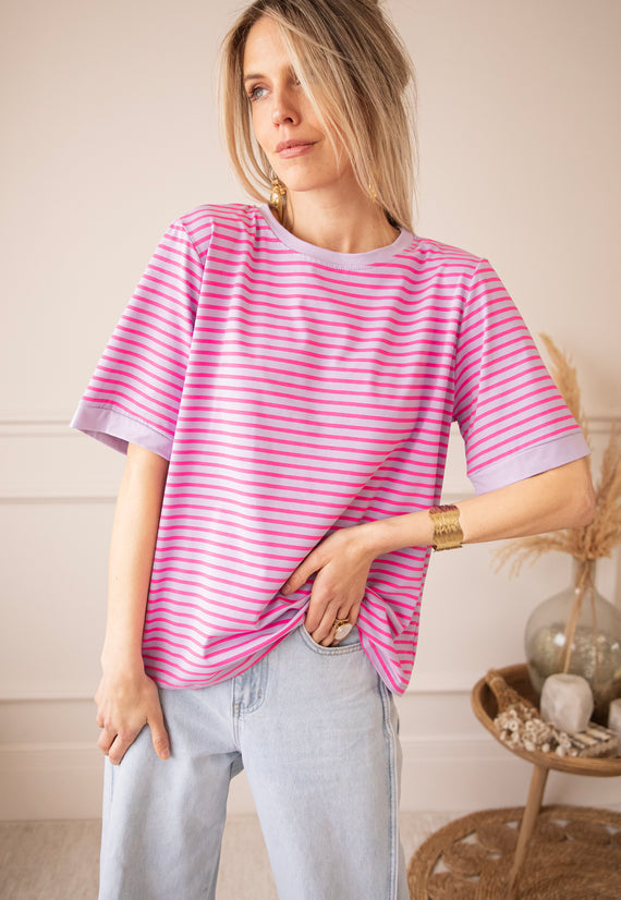 Sadie Stripe Purple/Pink - T-Shirt