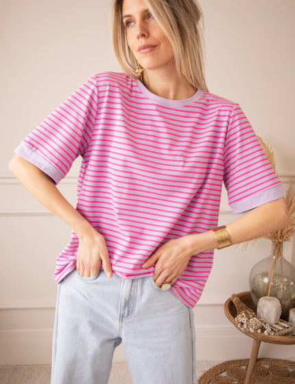 Sadie Stripe Purple/Pink - T-Shirt