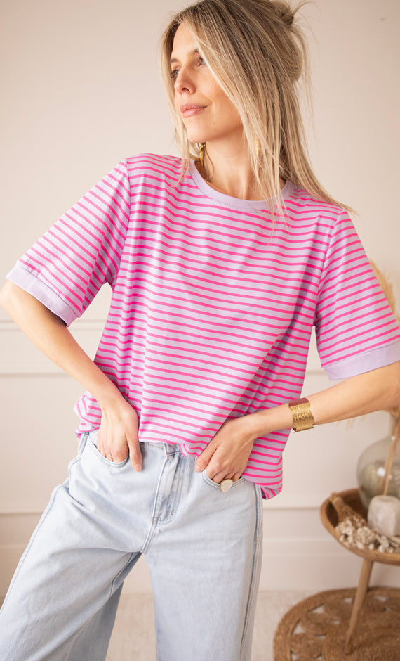 Sadie Stripe Purple/Pink - T-Shirt