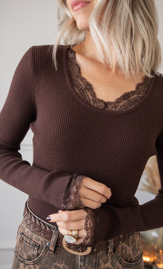 Elsie Laced Choco - Longsleeve