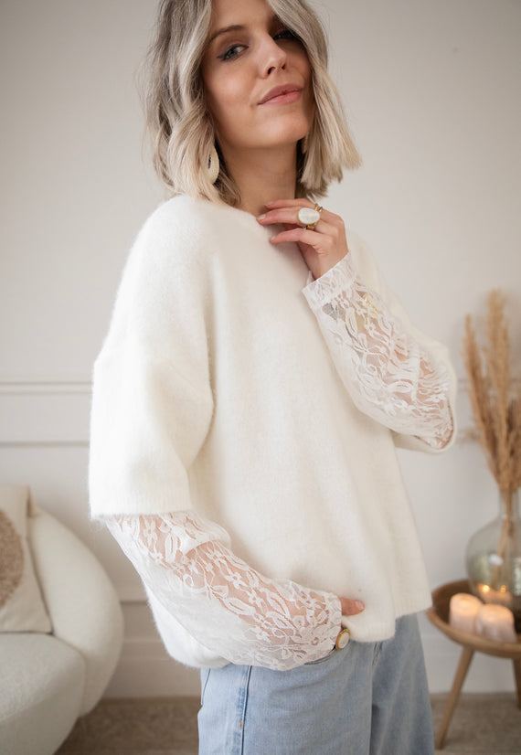 Lina Lace Knit Beige - Sweater