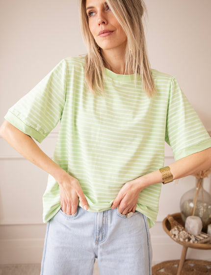 Sadie Stripe Lime/Beige - T-Shirt