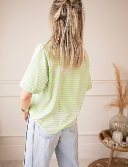 Sadie Stripe Lime/Beige - T-Shirt
