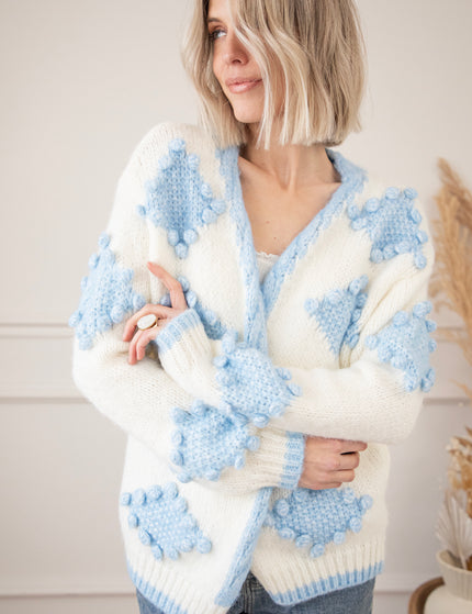 Bubbly Bae Beige/Blue - Cardigan