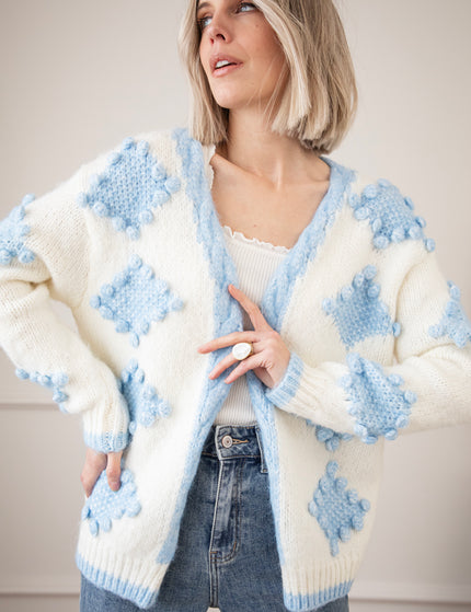 Bubbly Bae Beige/Blue - Cardigan