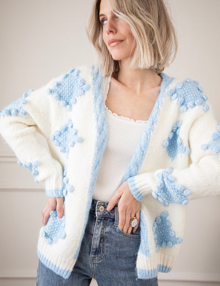 Bubbly Bae Beige/Blue - Cardigan