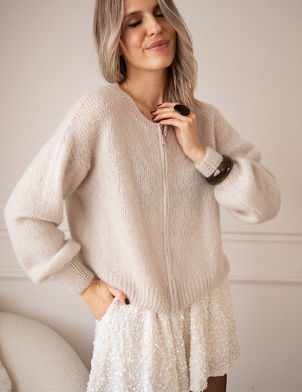 Strickjacke - Just Zip It - Cream