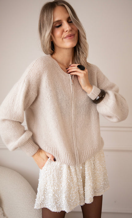 Strickjacke - Just Zip It - Cream