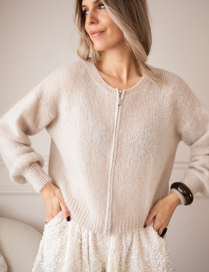 Strickjacke - Just Zip It - Cream