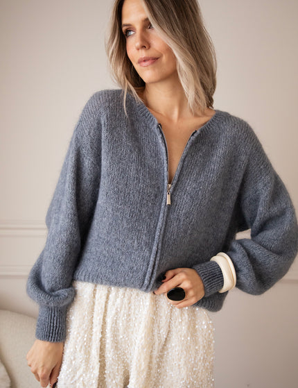 Strickjacke - Just Zip It - Dunkelgrau