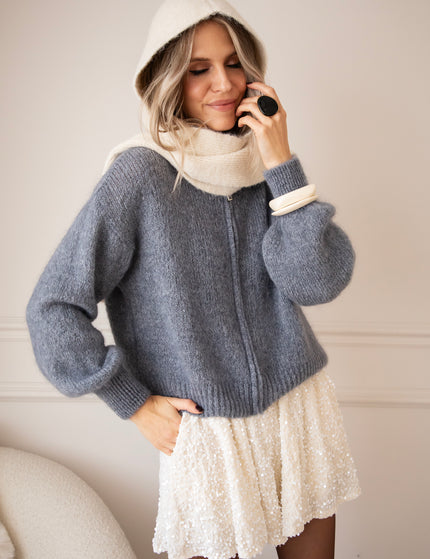 Strickjacke - Just Zip It - Dunkelgrau