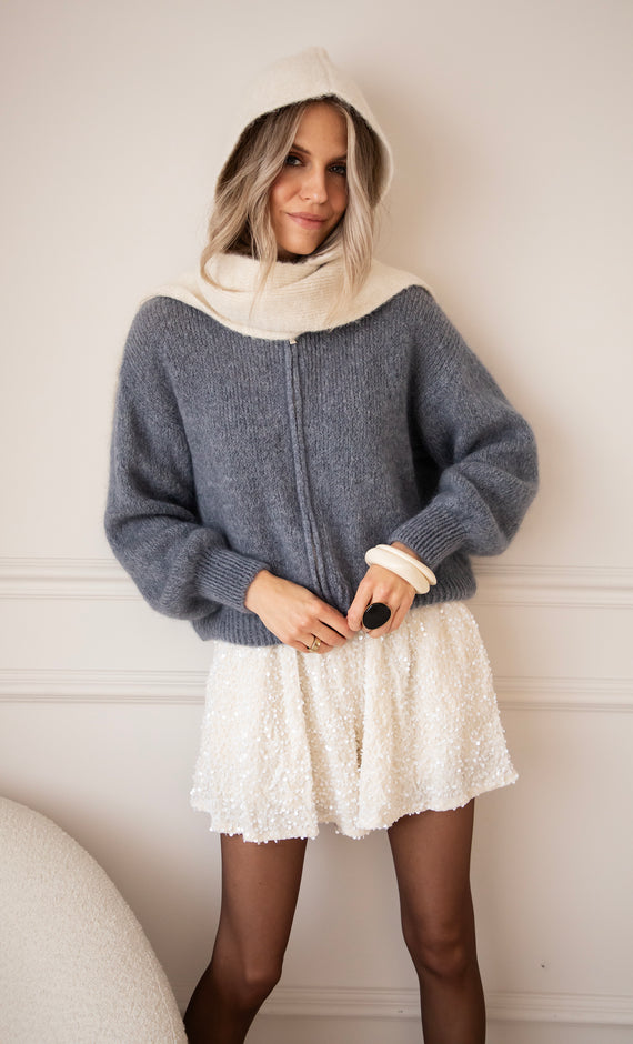 Strickjacke - Just Zip It - Dunkelgrau