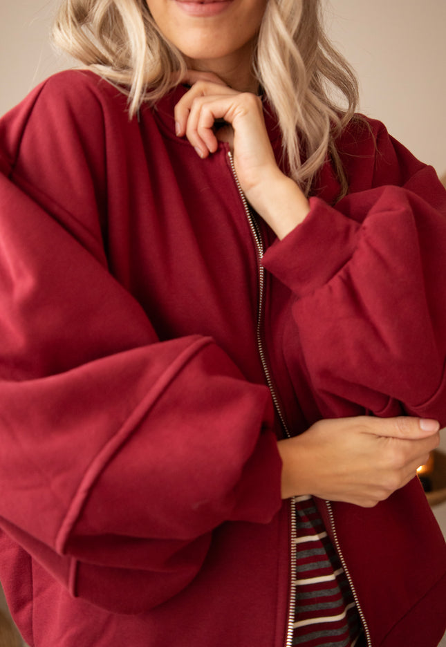 Snuggle Up Burgundy - Cardigan