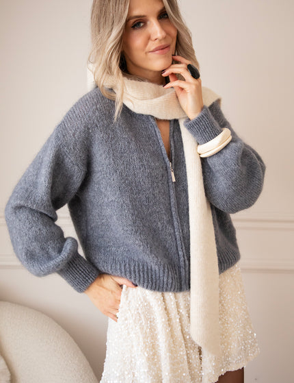 Strickjacke - Just Zip It - Dunkelgrau