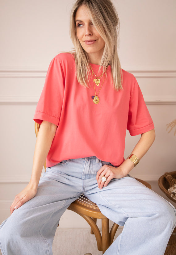 Sadie Basic Coral - T-Shirt