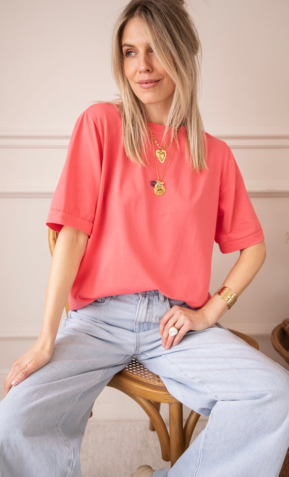 Sadie Basic Coral - T-Shirt