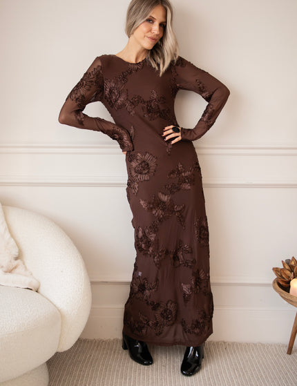 Petal Poetry Brown - Maxi Dress