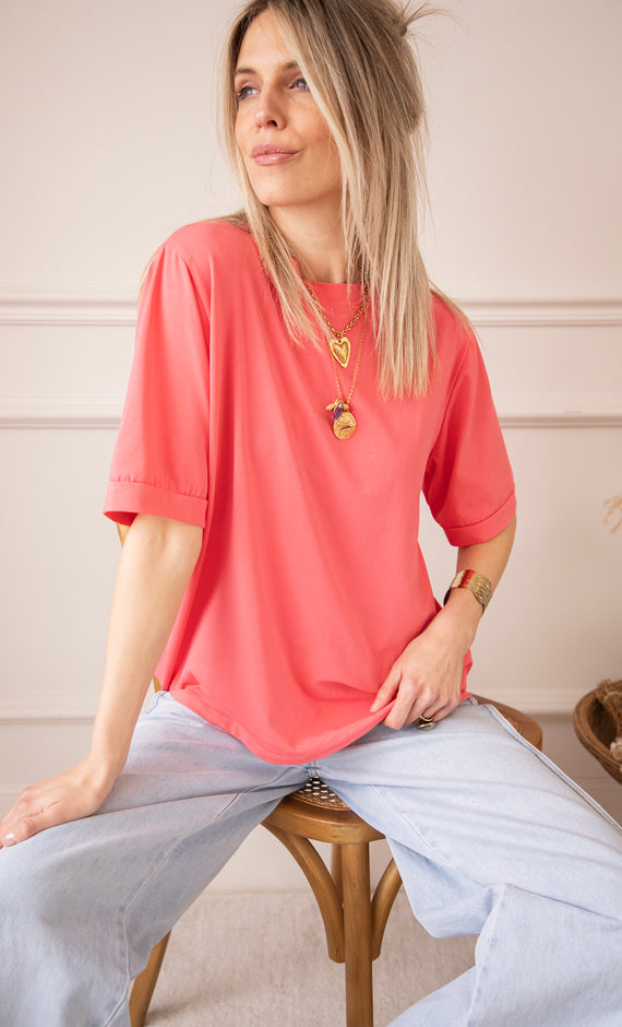 Sadie Basic Coral - T-Shirt