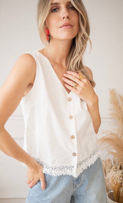 Filou Fringe White - Top/Blouse