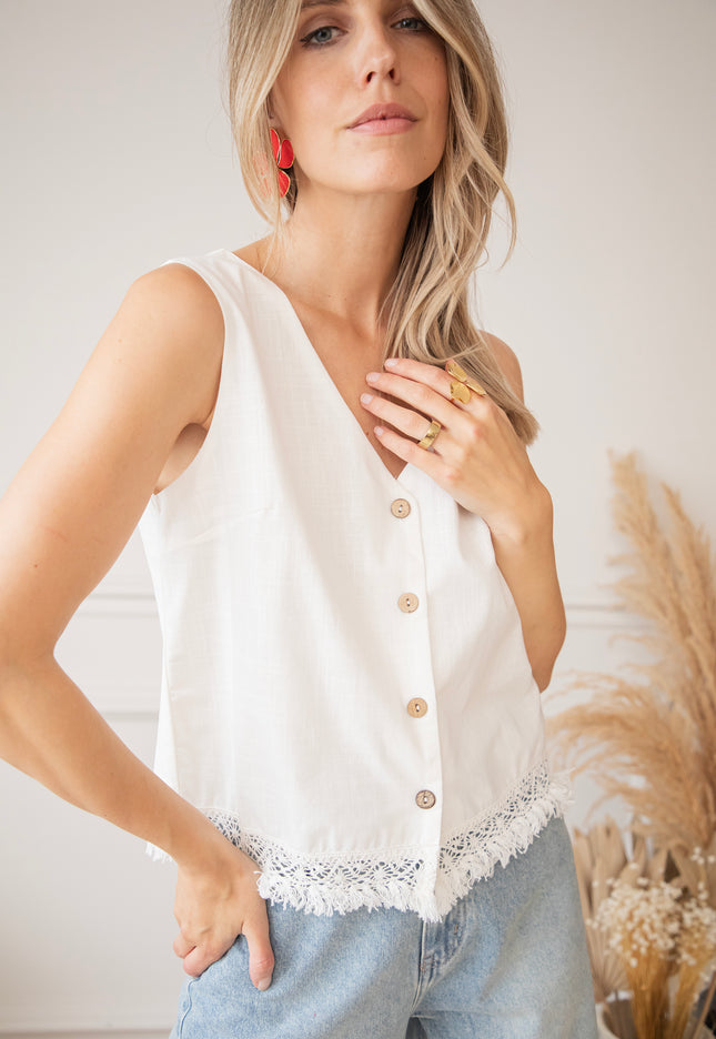 Filou Fringe White - Top/Blouse