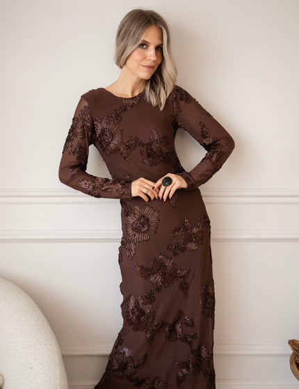 Petal Poetry Brown - Maxi Dress
