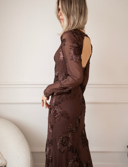 Petal Poetry Brown - Maxi Dress