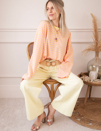 Sadie Stripe Yellow/Baby Pink - Longsleeve