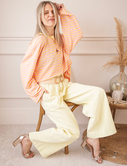 Sadie Stripe Yellow/Baby Pink - Longsleeve