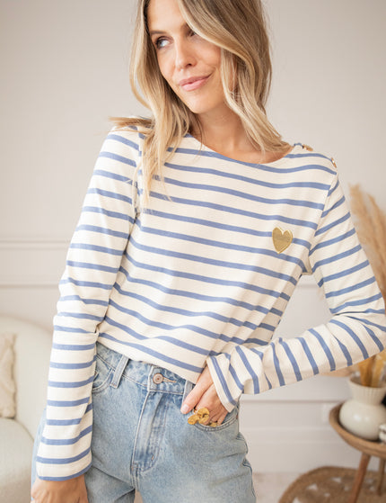 Langarmshirt - Beating Heart Stripes - Blau