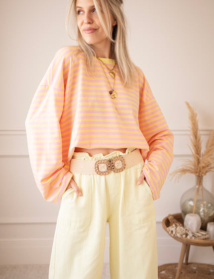 Sadie Stripe Yellow/Baby Pink - Longsleeve