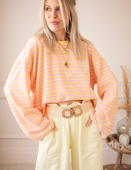 Sadie Stripe Yellow/Baby Pink - Longsleeve
