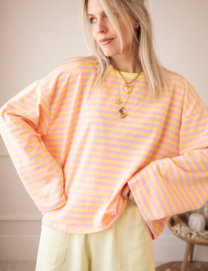 Sadie Stripe Yellow/Baby Pink - Longsleeve