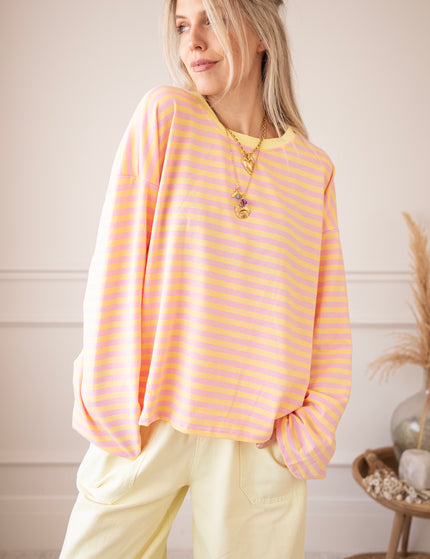 Sadie Stripe Yellow/Baby Pink - Longsleeve