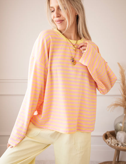 Sadie Stripe Yellow/Baby Pink - Longsleeve