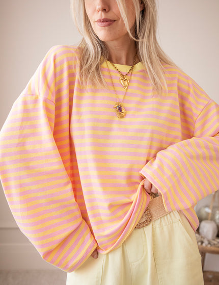 Sadie Stripe Yellow/Baby Pink - Longsleeve